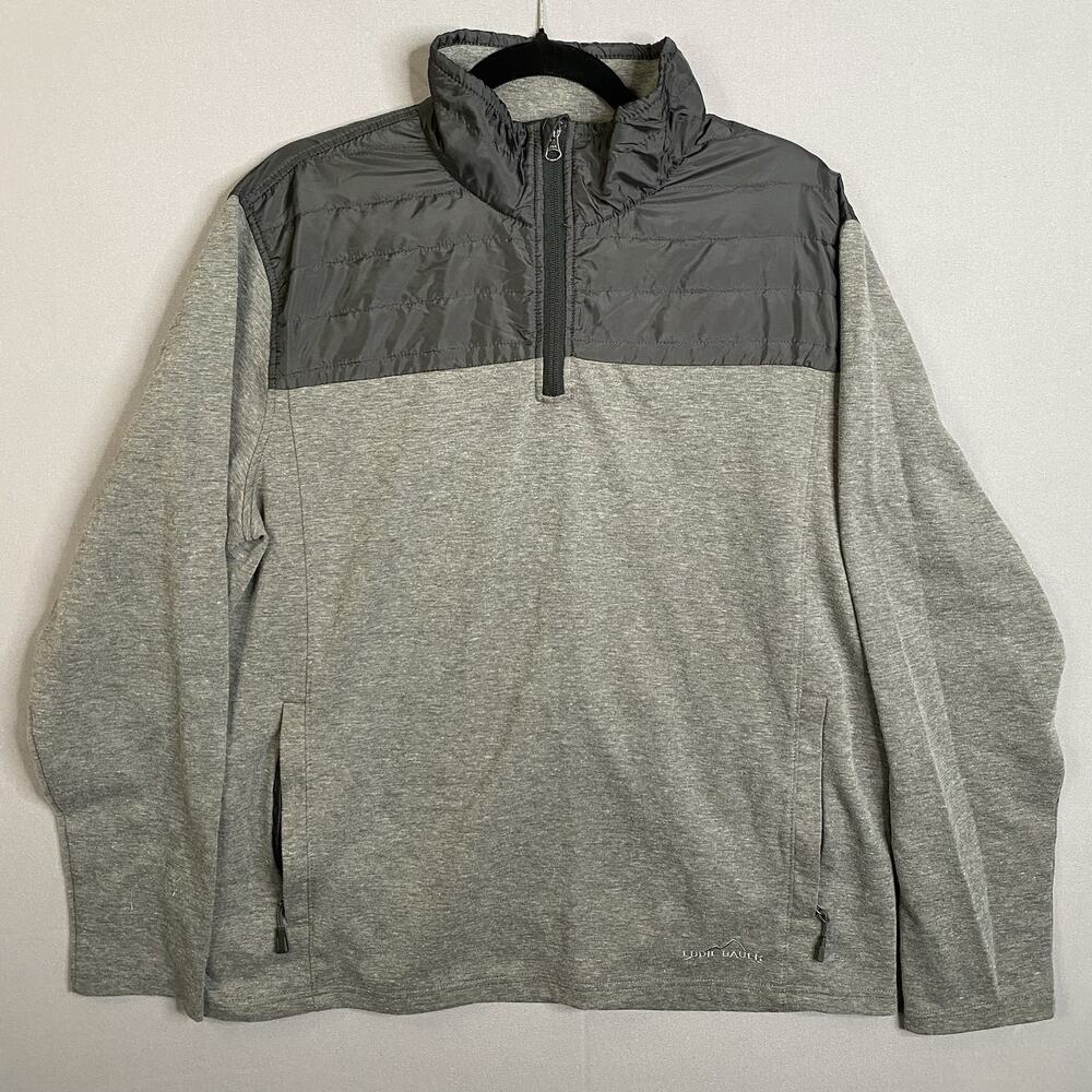 Eddie Bauer Pullover Mens Large Hybrid Fleece Quarter Zip Sweater Jacket
